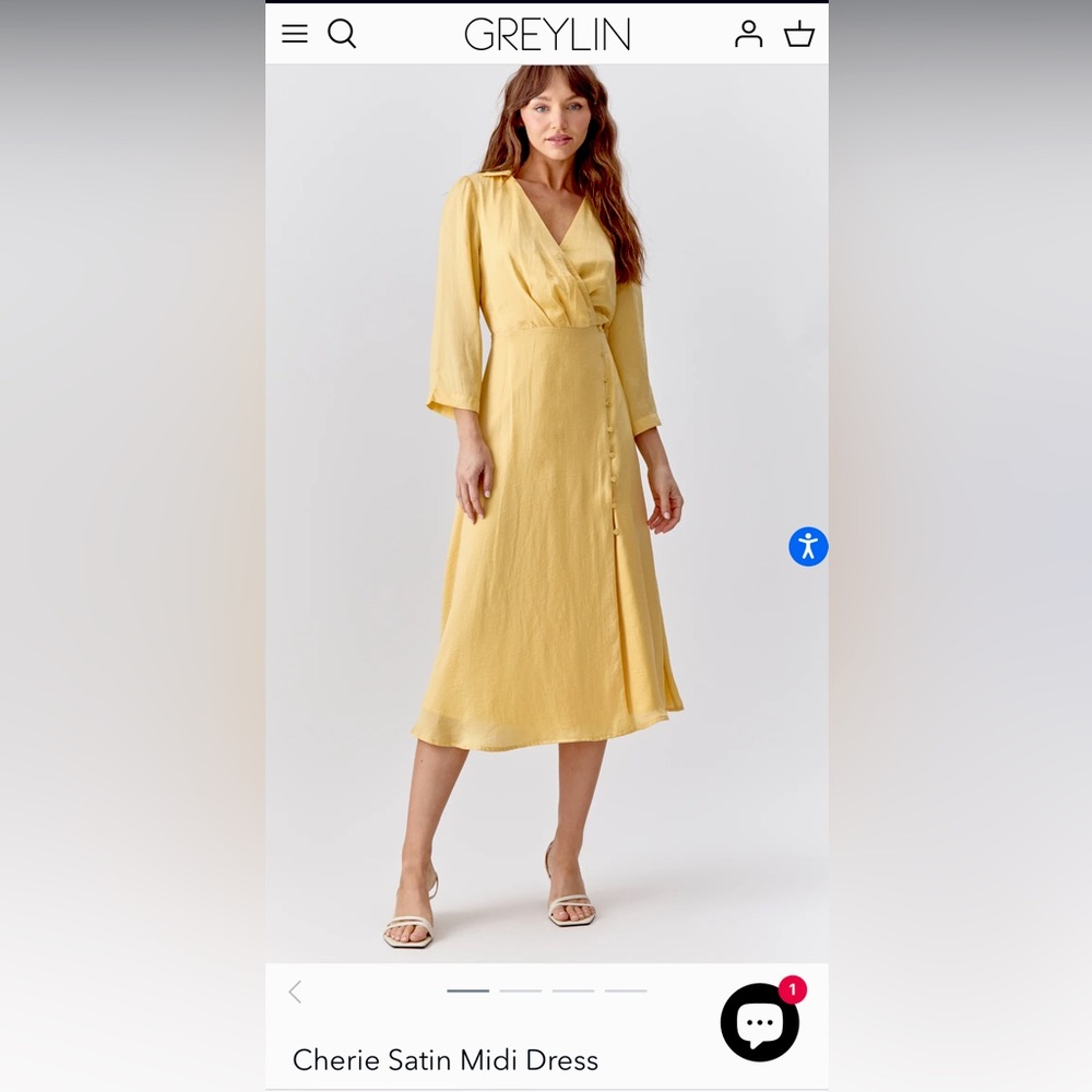 Cherie Satin Midi Dress, size Medium